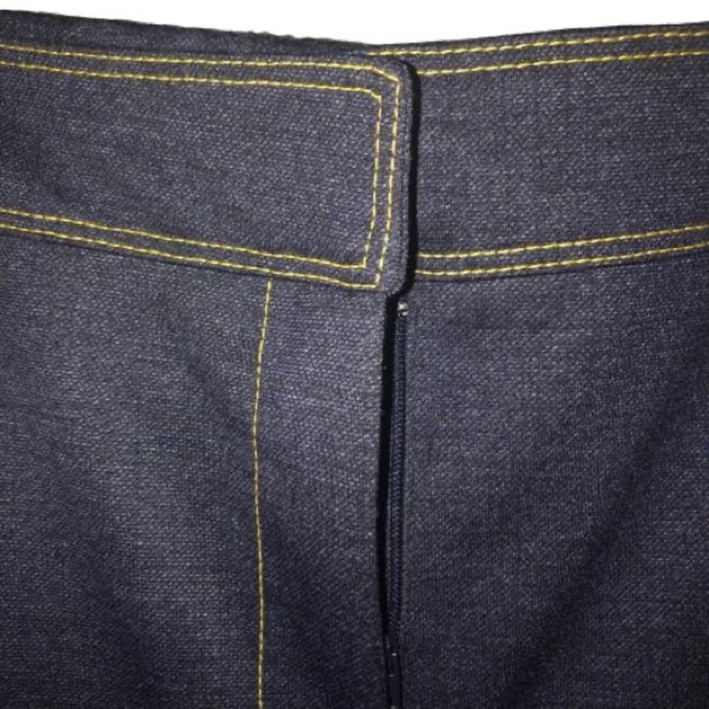 Tahari Navy Denim Flexible Waist Zipper Pointe Knit Pants - Picture 3 of 15
